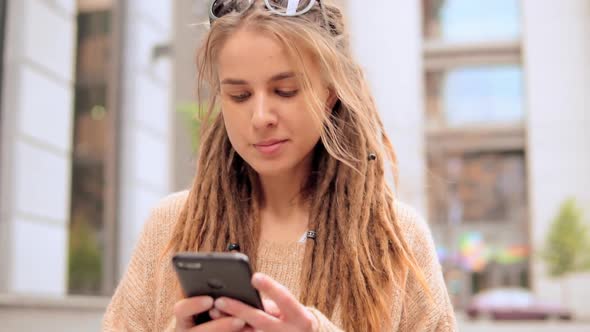 Hipster Girl Messaging Use Mobile
