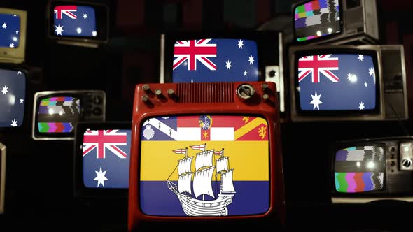 City of Sydney flag and Flags of Australia on Retro TVs.