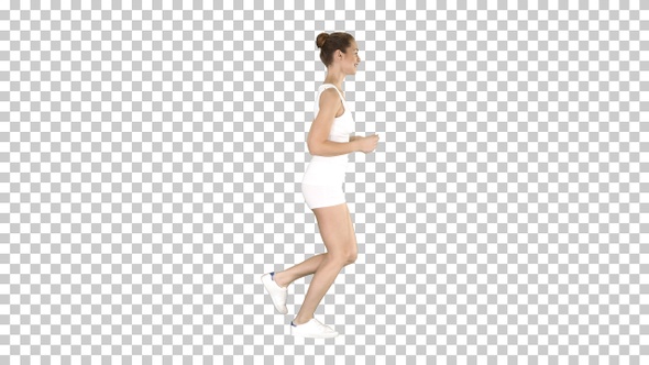 Athletic woman running, Alpha Channel