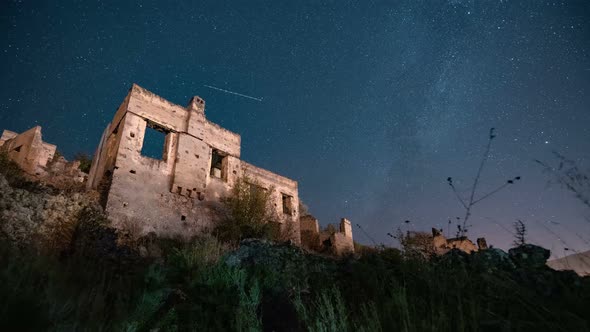 Kayakoy Ancient City Night Timelapse Scene 02