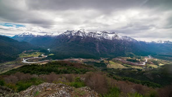Time lapse video of beautiful manso-river and mountain in Argentina. alt