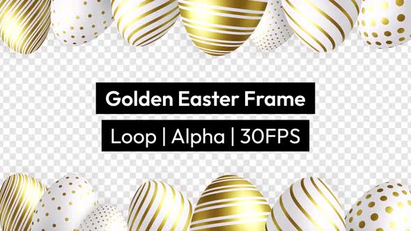 Golden Easter Egg Frame Background with Alpha alt