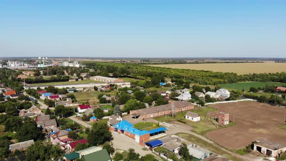 Aerial view of the Russian village.