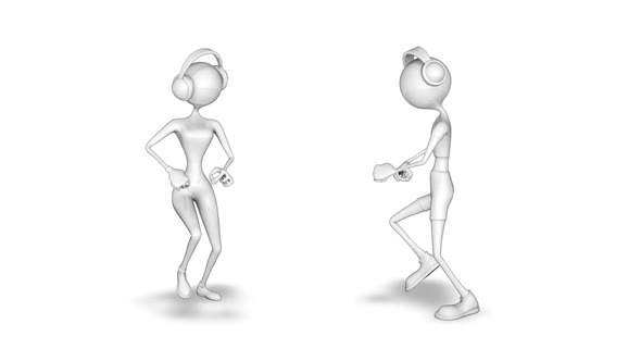 3D Man and Woman Dance  Looped on White