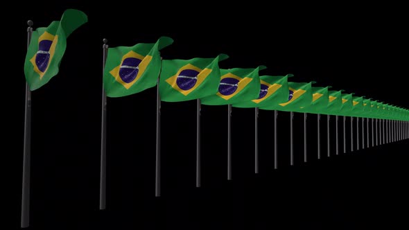 Row Of Brazil Flags With Alpha 2K