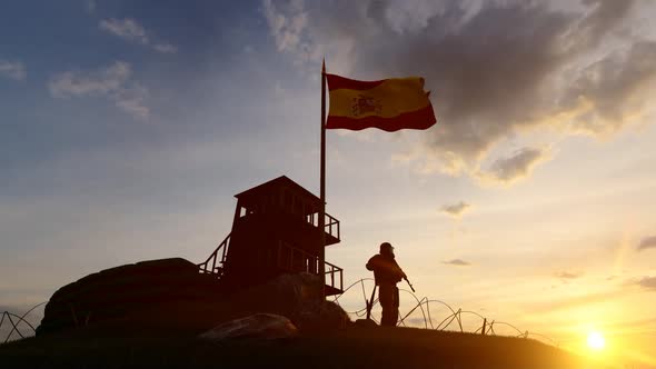 Spanish Soldier Watching the Border at Sunset