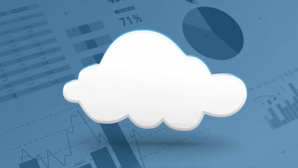 Rotating cloud on a background of graphs and statistics alt