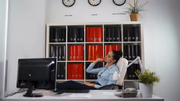 Lazy Businesswoman Playing Ball and Do Not Want To Work