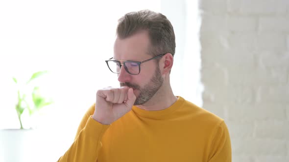 Portrait of Sick Man Coughing