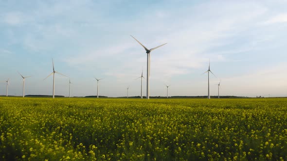 Cinematic aerial shot of wind turbine. Drone, 4K.	