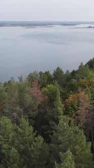 Vertical Video Aerial View of the Dnipro River  the Main River of Ukraine