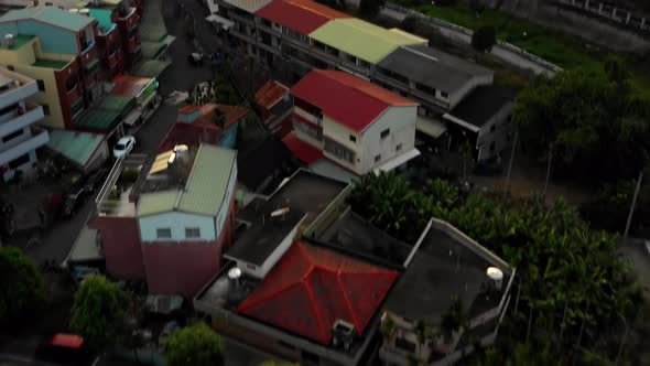 Aerial shot of a small town in central Taiwan