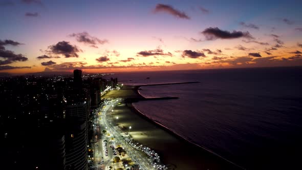 Tropical beach scenery of Fortaleza. Northeast Brazil. Ceara state.