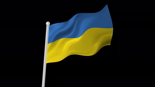 Ukraine Flag Flying Animated Black Background