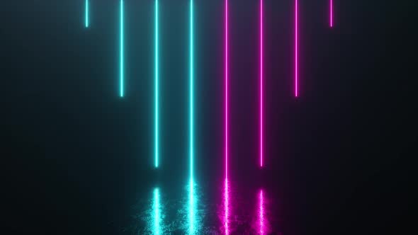 Futuristic Scene with Bright Neon Tubes