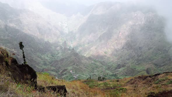 Majestic View of Mountains and Valleys on the Trekking Path on Santo Antao Island