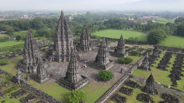 Aerial view hindu temple Prambanan in Yogyakarta, Indonesia.