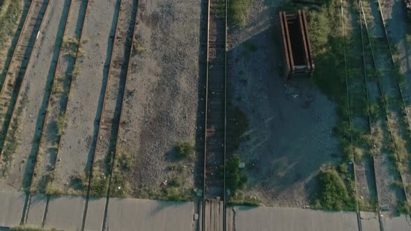 Aerial Of A Freight Train Passing Through Mexican northern Countryside