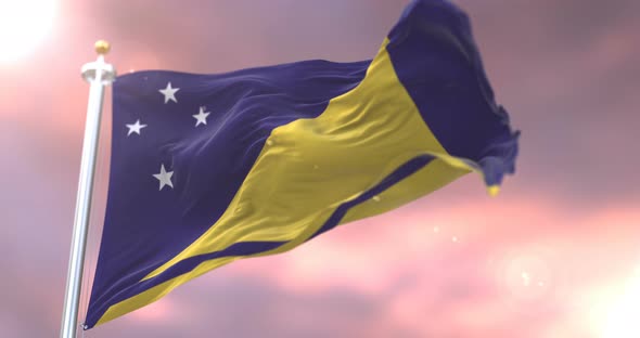 Flag of Tokelau at Sunset