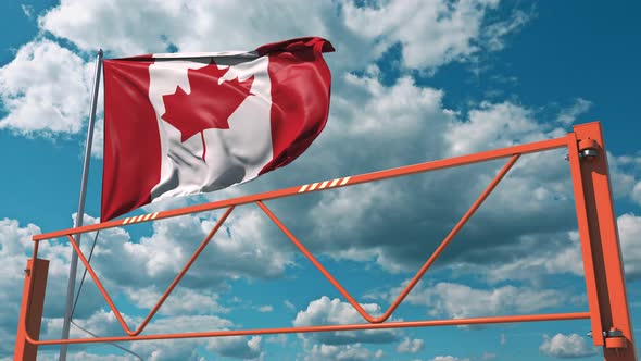 Flag of Canada and Swing Arm Barrier