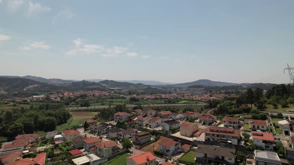 Aerial clip of rolling countryside in Portugal