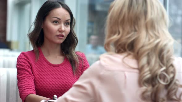 Business Woman Shaking Hands, Finishing Up a Meeting