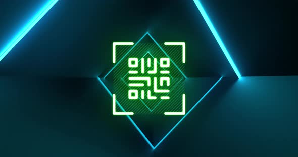 Flickering green QR code with blue lines alt
