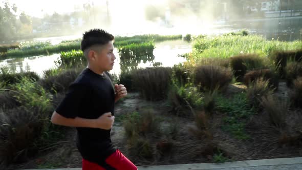 14 Year Old Boy Jogging In Los Angeles