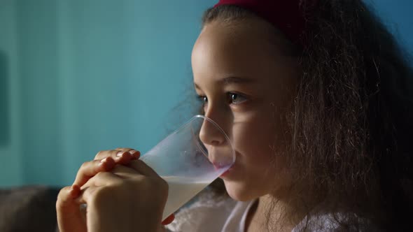 Little Girl Child Drinking Milk