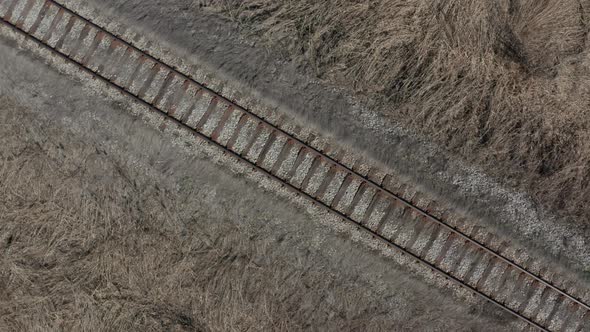 Railroad track in the wild 4K aerial footage