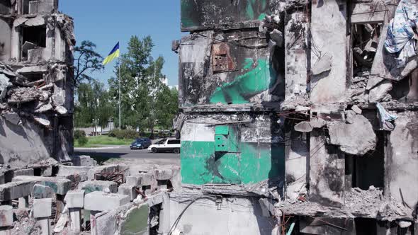 Multistorey Building Bombed During the War in Ukraine