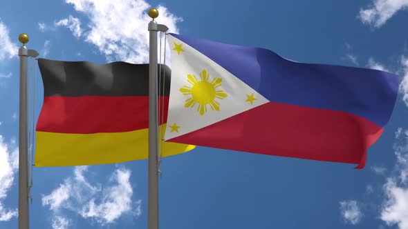 Germany Flag Vs Philippines On Flagpole
