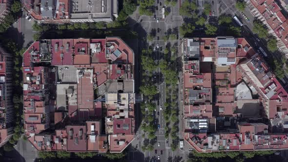 City Streets of Barcelona Spain Grid System Bird's Eye View