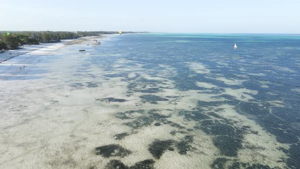 Zanzibar Tanzania  Aerial View of the Ocean Near the Shore of the Island Slow Motion