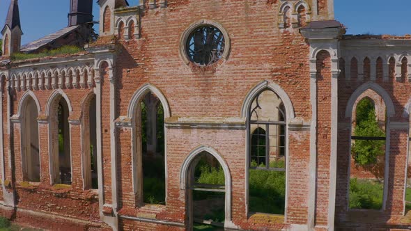 Church of St. Mary in the Neo-gothic Style in the Village of Kamenka, Saratov Region, Russia. The