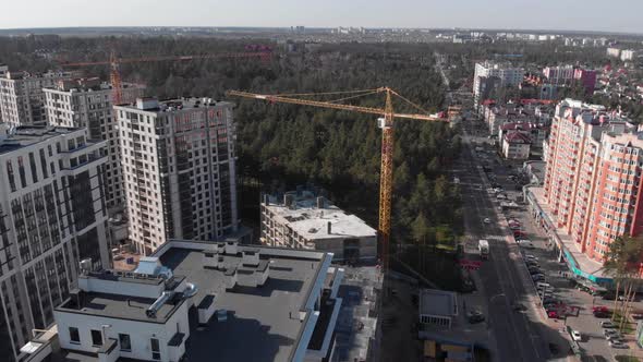 Construction crane at construction site