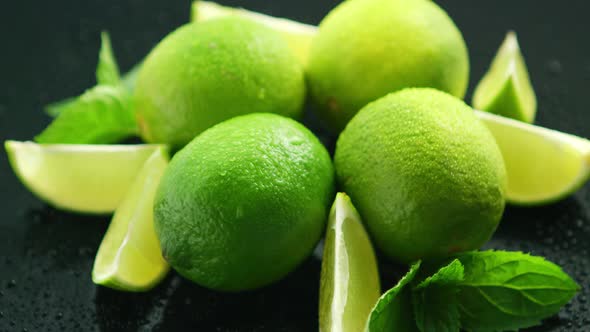 Ripe Green Limes on Table