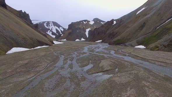 Drone Aerial Footage of Landmannalaugar Landscape in Iceland Highlands