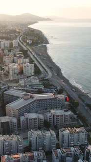 Vertical Video Alanya Turkey  a Resort Town on the Seashore