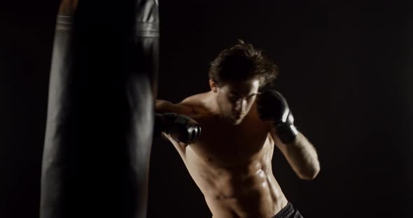 Athletic Male Workout Boxing Slow-Motion