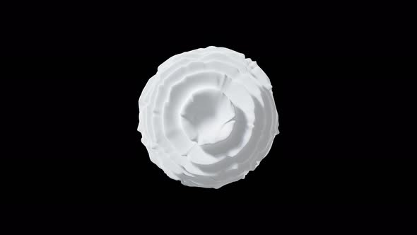 3d render abstract background of white sphere of liquid concentric ripples with alpha channel