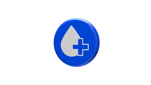 3D Blood Donation Icon Seamless Rotated Blue V3