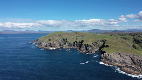 Aerial View of Dunmore Head with Portnoo and Inishkeel Island in County Donegal - Ireland