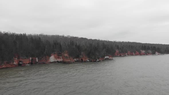 Aerial view of shores by the lake