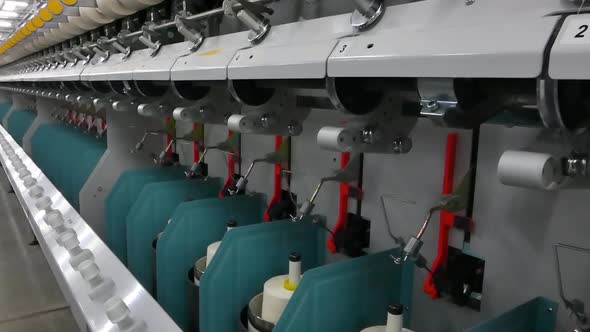 Spools of Thread at a Textile Factory