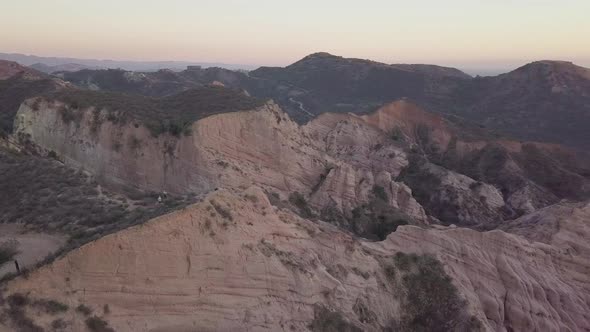 Incredible drone view of California mountains, drone panning to reveal more of the landscape. Shot i