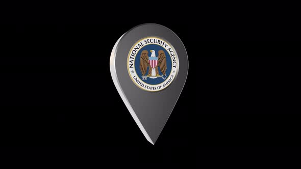 3D Rotating National Security Agency Of Usa Location Pin Icon Animation With Alpha Channel 4K