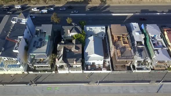 Expensive beach houses, villas on Pacific hwy one Calmer aerial view flight drone camera pointing d