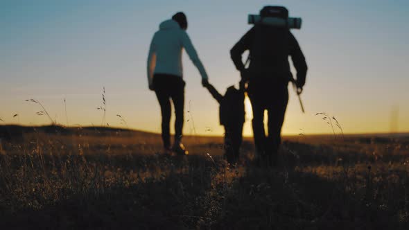 Silhouettes of Father Mother and Little Son