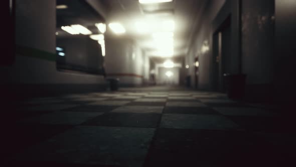 Empty Dark Hospital Laboratory Corridor alt